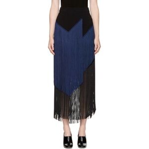 Stella McCartney black navy fringe Veronica midi skirt, size 36 / 2